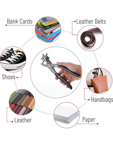 Herramienta de Perforación de Agujeros de Cuero UNCO - 6 Tamaños