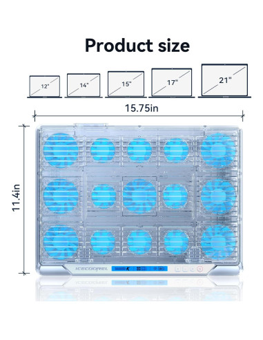 Base de Enfriamiento para Laptop Gaming ICE COOREL Q9 15 Ventiladores RGB