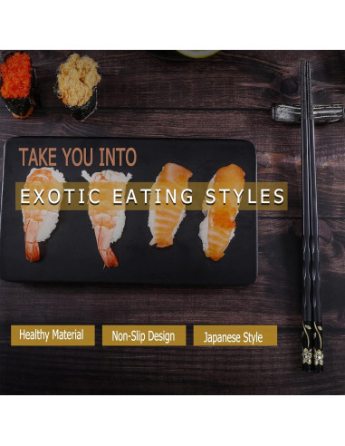 Palillos de Fibra de Vidrio HuaLan 25 cm Antideslizantes 5 Pares