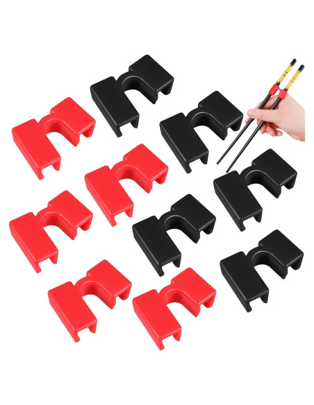 10 Ayudantes Reutilizables de Palillos Patelai - Rojo y Negro