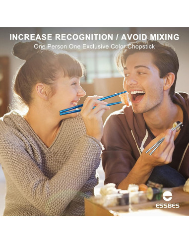 7 Pares de Palillos de Metal ESSBES Reutilizables 22 cm