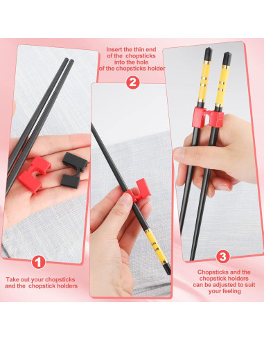 10 Ayudantes Reutilizables de Palillos Patelai - Rojo y Negro