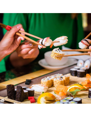 10 Ayudantes Reutilizables de Palillos Patelai - Rojo y Negro