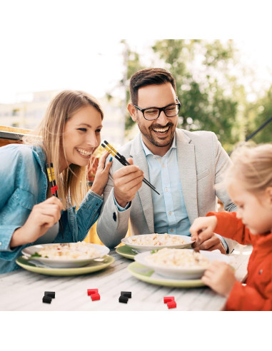 10 Ayudantes Reutilizables de Palillos Patelai - Rojo y Negro