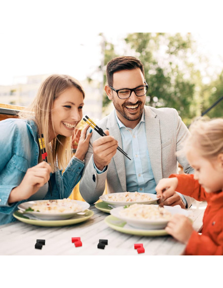 10 Ayudantes Reutilizables de Palillos Patelai - Rojo y Negro