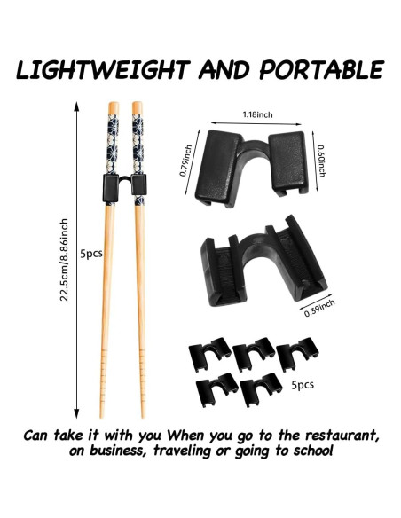 5 Pares de Palillos de Entrenamiento LYART 22,5 cm Reutilizables