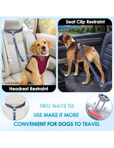 Cinturón de Seguridad para Perros Lukovee, 2 Piezas Ajustables 2