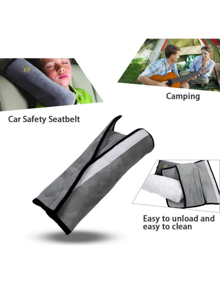 Almohada de Cinturón de Seguridad COFFLED Gris 2 Unidades