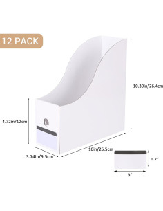 Paquete de 12 Soportes de Revistas Cartón Blanco 26,5 cm 2