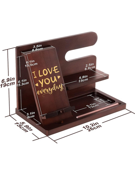 Estación de Acoplamiento de Madera Awofer para Hombre - Organizador Multifuncional