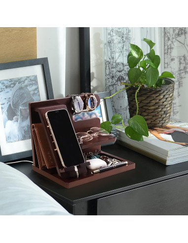 Estación de Acoplamiento de Madera Awofer para Hombre - Organizador Multifuncional