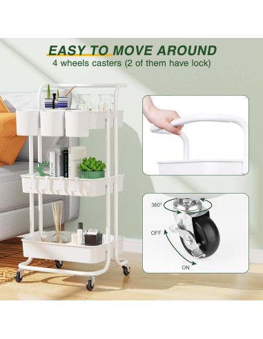 Carro de Utilidad Rodante LEHOM 3 Niveles Blanco