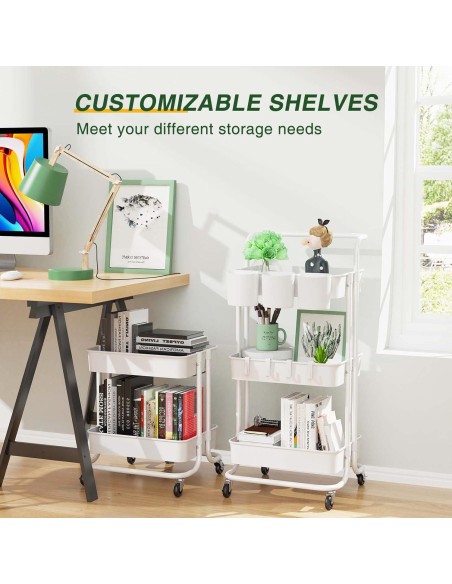 Carro de Utilidad Rodante LEHOM 3 Niveles Blanco Carro de Utilidad Rodante LEHOM 3 Niveles Blanco