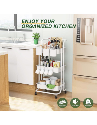 Carro de Utilidad Rodante LEHOM 3 Niveles Blanco