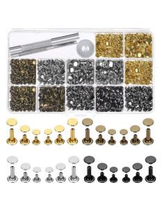 Kit de Remaches de Cuero Selizo 480 Piezas 4 Colores 3 Tamaños