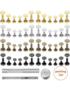 Kit de Remaches de Cuero Selizo 480 Piezas 4 Colores 3 Tamaños 2