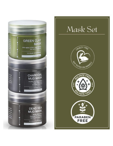 Conjunto de 3 Máscaras Faciales de Carbón Top Fortune - Barro del Mar Muerto