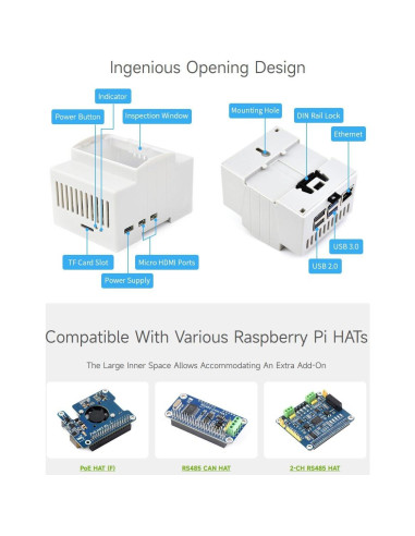 Caja ABS para riel DIN Waveshare para Raspberry Pi 5