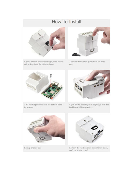 Caja ABS para riel DIN Waveshare para Raspberry Pi 5 Caja ABS para riel DIN Waveshare para Raspberry Pi 5