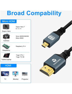 Cable Micro HDMI a HDMI Enrollado 0.91m 8K Jinglong 2