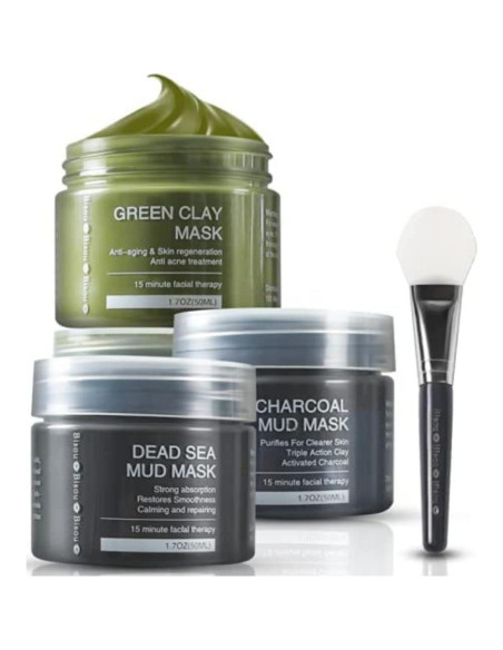 Conjunto de 3 Máscaras Faciales de Carbón Top Fortune - Barro del Mar Muerto