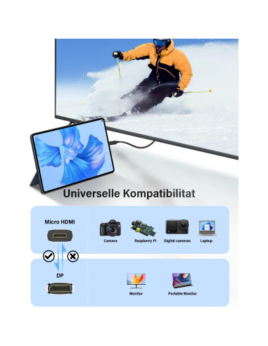 Cable Micro HDMI a DisplayPort 1m KOMGIKL 4K@60Hz