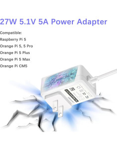 Adaptador de Alimentación 27W Tipo C para Raspberry Pi 5 y Orange Pi 2