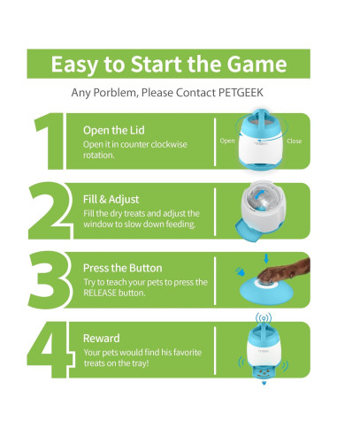 Dispensador Automático de Golosinas para Perros PETGEEK Azul