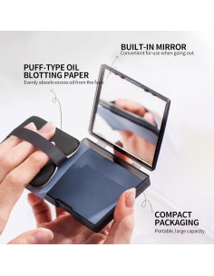 Hojas Absorbentes de Aceite Erinde 200 Hojas con Puff y Espejo 2