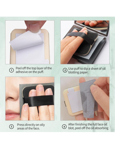 Hojas Absorbentes de Aceite Erinde 200 Hojas con Puff y Espejo