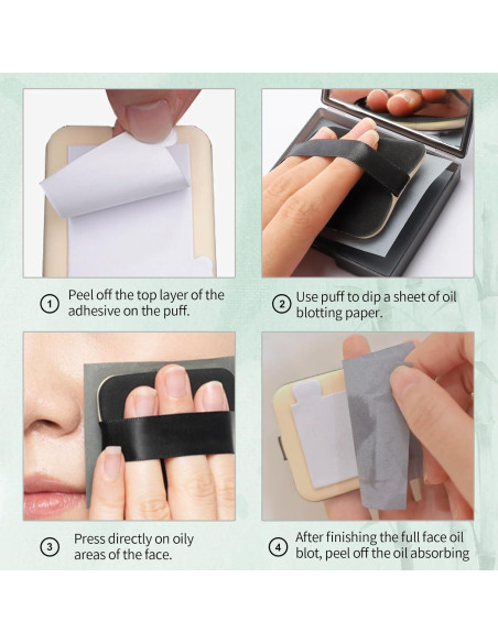 Hojas Absorbentes de Aceite Erinde 200 Hojas con Puff y Espejo