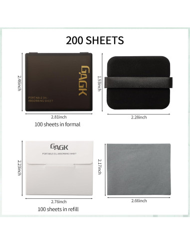 Hojas Absorbentes de Aceite Erinde 200 Hojas con Puff y Espejo