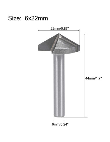 Cuchilla Router V-Groove uxcell 22mm 120 Grados Acero Titanio