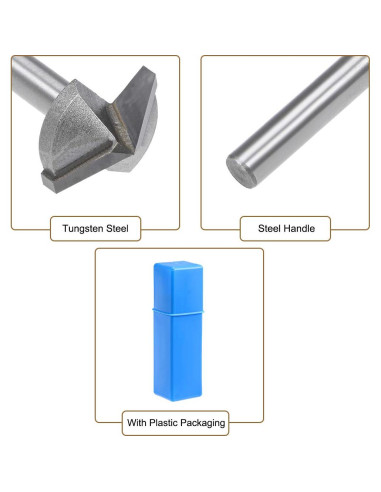 Cuchilla Router V-Groove uxcell 22mm 120 Grados Acero Titanio