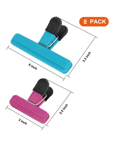 Clips para Bolsas TACGEA - Paquete de 8 (4 grandes, 4 pequeños)