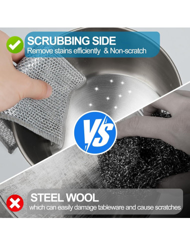 10 Paños de Limpieza de Alambre Metyond 20x20 cm Reutilizables