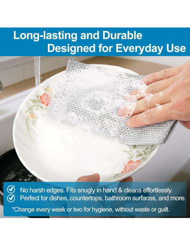 10 Paños de Limpieza de Alambre Metyond 20x20 cm Reutilizables