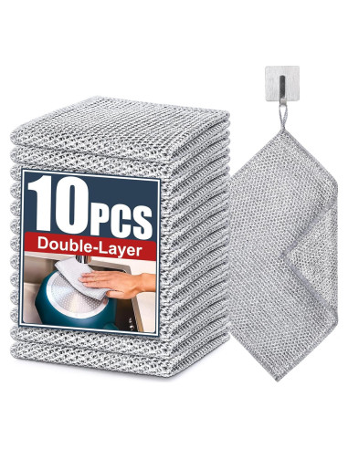 Paño de Limpieza de Alambre de Acero Navona - 10 Pcs Doble Capa