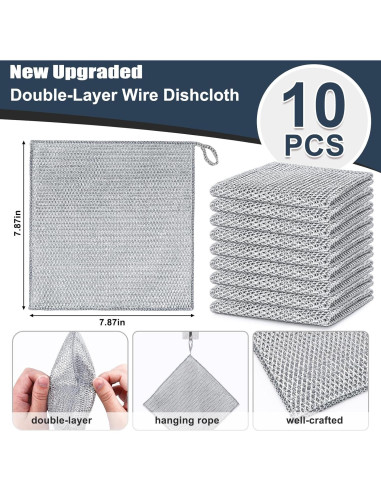 Paño de Limpieza de Alambre de Acero Navona - 10 Pcs Doble Capa