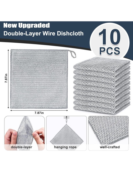 Paño de Limpieza de Alambre de Acero Navona - 10 Pcs Doble Capa