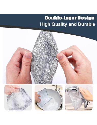 Paño de Limpieza de Alambre de Acero Navona - 10 Pcs Doble Capa