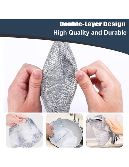 Paño de Limpieza de Alambre de Acero Navona - 10 Pcs Doble Capa