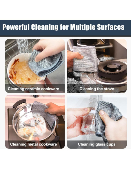 Paño de Limpieza de Alambre de Acero Navona - 10 Pcs Doble Capa