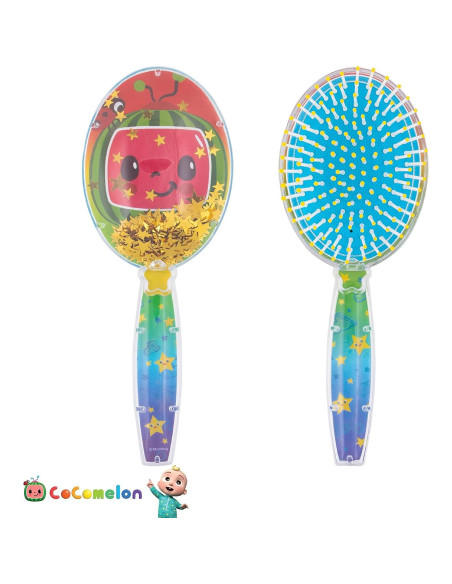 Cepillo de Cabello CoComelon Verde con Confeti Brillante