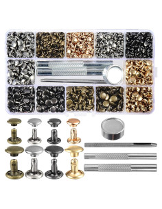 Kit de Remaches de Cuero YORANYO 640 Piezas 2 Tamaños 4 Colores