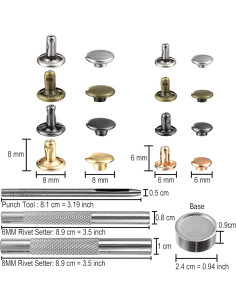 Kit de Remaches de Cuero YORANYO 640 Piezas 2 Tamaños 4 Colores 2