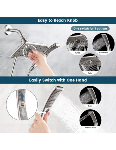 Combo Ducha de Niquel Cepillado DUCHAS BRILLANTES 1.52m 2