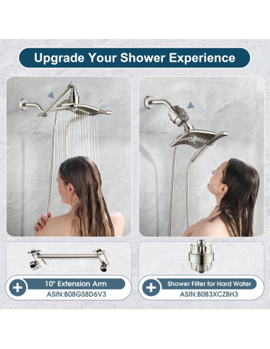 Combo Ducha de Niquel Cepillado DUCHAS BRILLANTES 1.52m