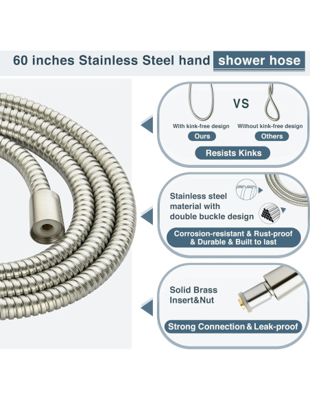 Combo Ducha de Niquel Cepillado DUCHAS BRILLANTES 1.52m