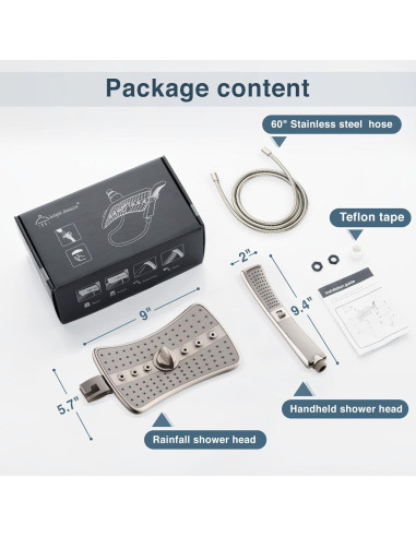 Combo Ducha de Niquel Cepillado DUCHAS BRILLANTES 1.52m